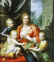 Paulus Moreelse Portrait of Sophia Hedwig, Countess of Nassau-Dietz, as Charity with her Children