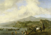 Philips Wouwerman Landscape with River and Bathers