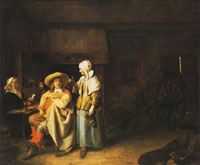 Pieter de Hooch Soldier and Serving Woman with Card Players