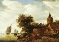 Salomon van Ruysdael River Landscape with Ferry