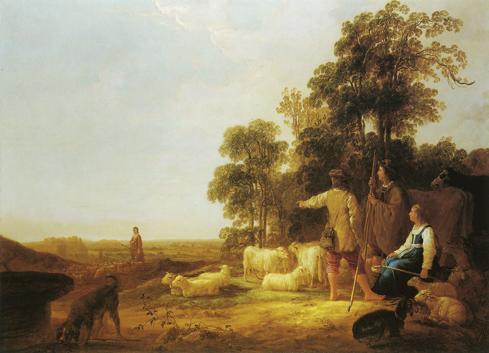 Aelbert Cuyp - Landscape with shepherds and shepherdesses