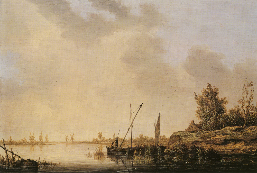 Aelbert Cuyp - River scene with distant windmills