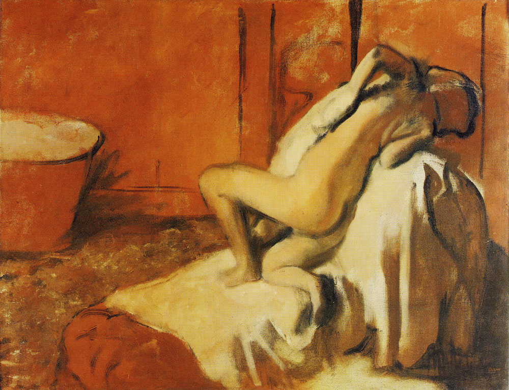 Edgar Degas - After the bath, woman drying herself