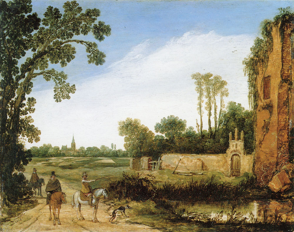 Esaias van de Velde - Landscape with Riders by a Ruin