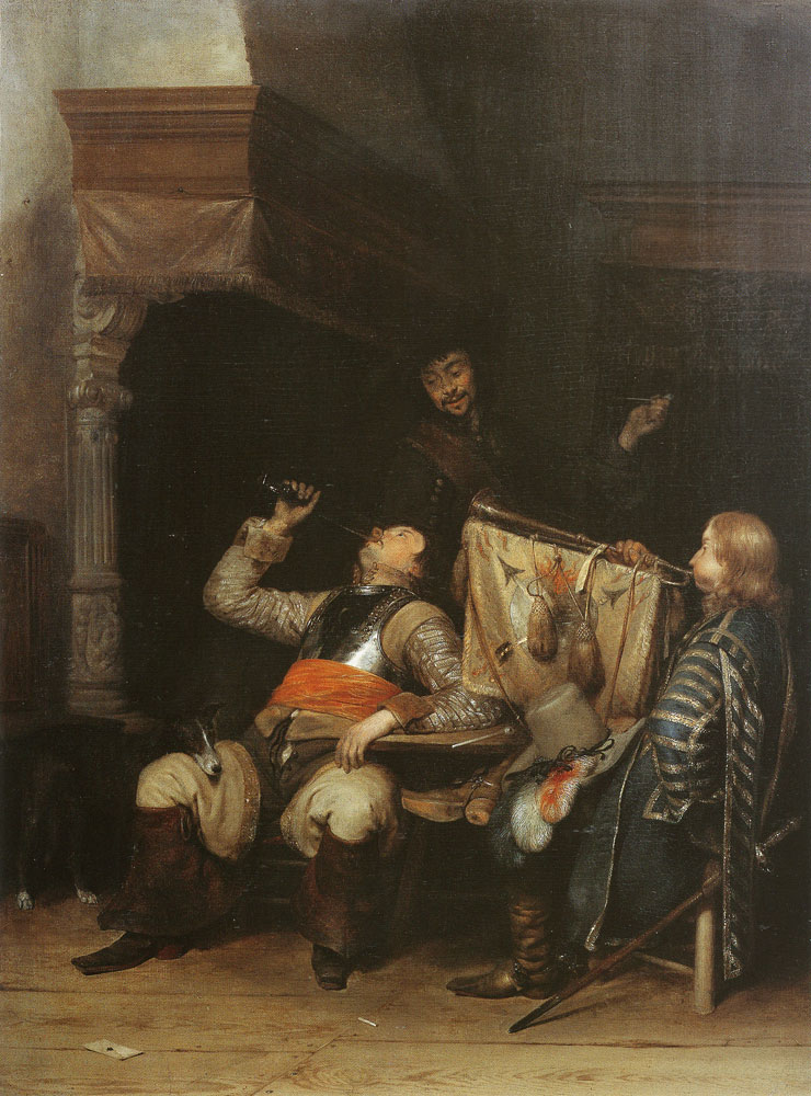 Gerard ter Borch - Three soldiers making merry