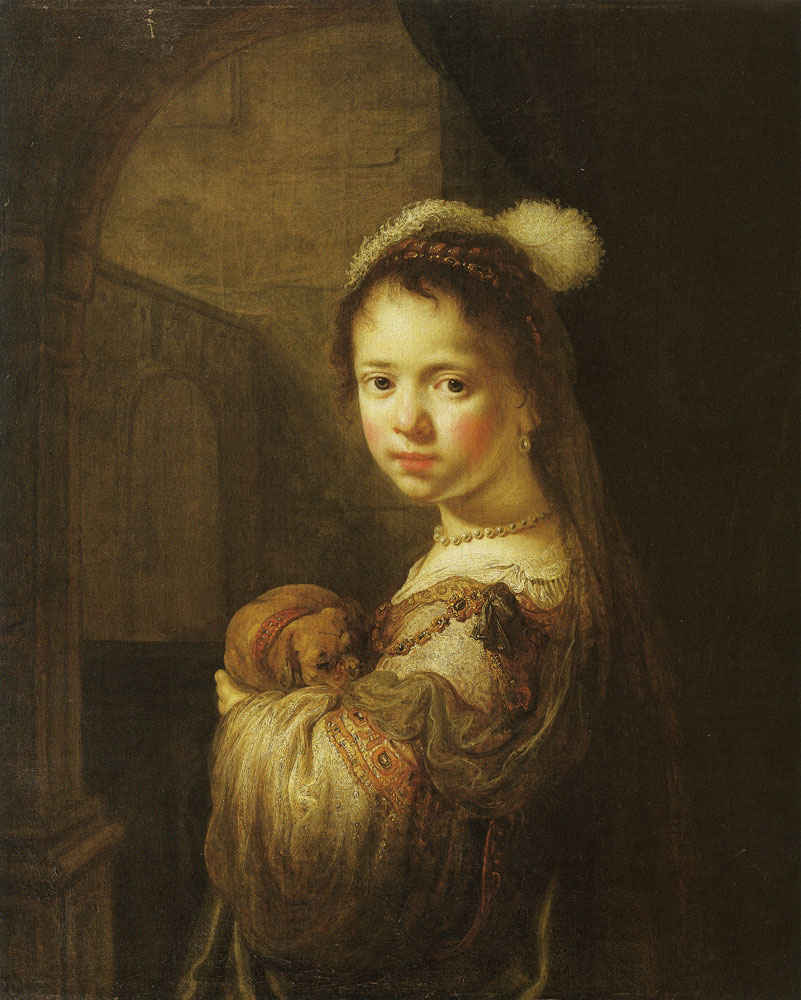 Govert Flinck - Young Girl in Phantasy Costume with a Dog