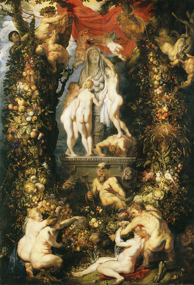 Jan Brueghel the Elder and Peter Paul Rubens - Fruit Garland with Nature Adorned by the Graces