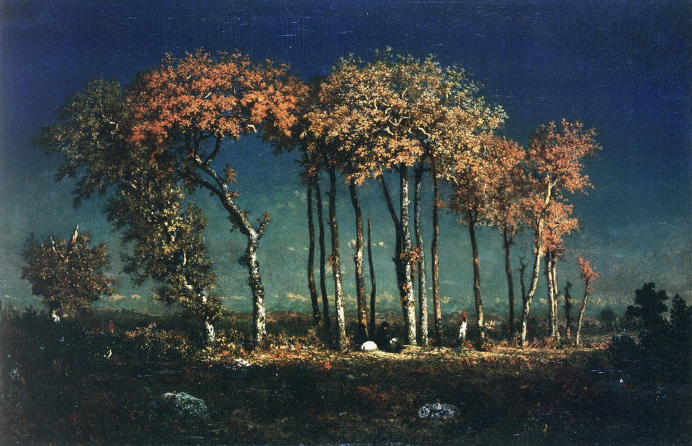 Theodore Rousseau - Under the birches, evening