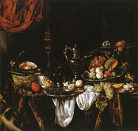 Abraham van Beijeren Still life with Fruit and Vessels