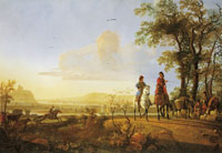Aelbert Cuyp Horsemen and herdsmen with cattle