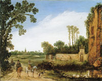 Esaias van de Velde Landscape with Riders by a Ruin