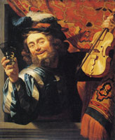 Gerard van Honthorst Merry violinist with wineglass