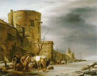 Nicolaes Berchem Frozen Gracht outside the Citywalls