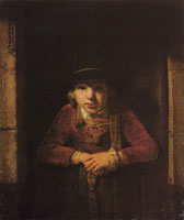 Samuel van Hoogstraten A Young Man in a Half-Door