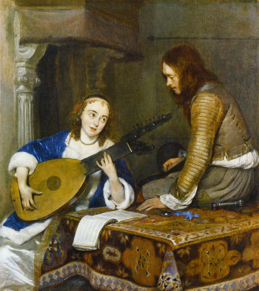 Gerard ter Borch - An Officer with a Woman Playing Lute