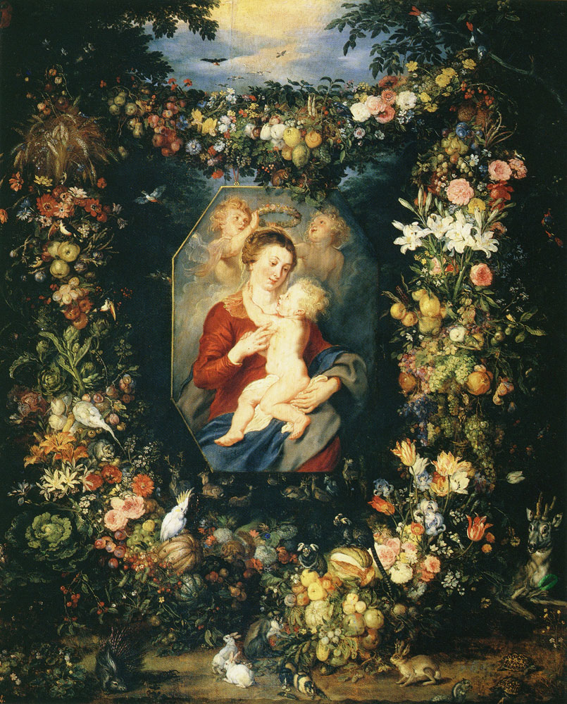 Jan Brueghel the Elder and Peter Paul Rubens - Madonna and Child in a Garland of Fruit and Flowers