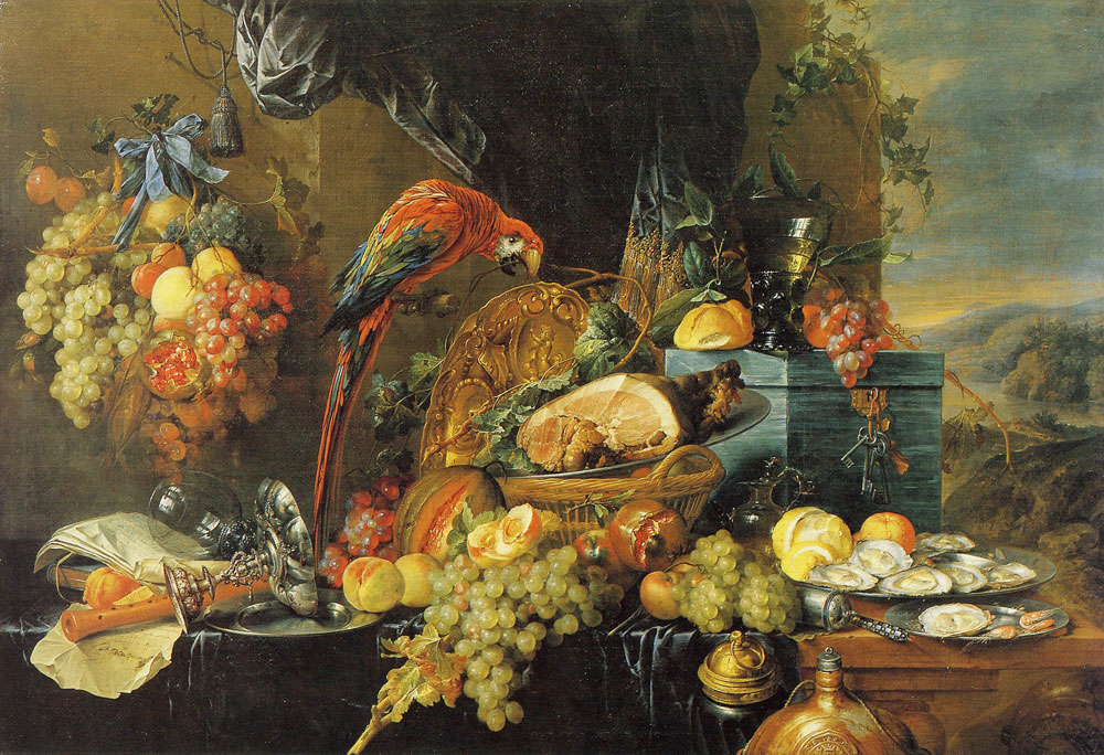 Jan Davidsz. de Heem - Abundant Still Life with a Parrot