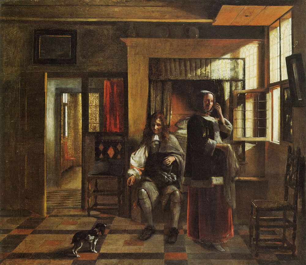 Pieter de Hooch - Interior with a Young Couple
