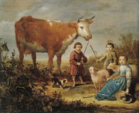 Attributed to Aelbert Cuyp Children and a Cow
