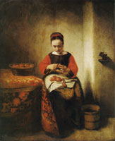 Nicolaes Maes Young Woman Peeling Apples