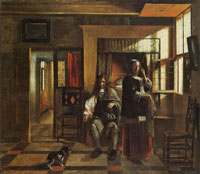 Pieter de Hooch Interior with a Young Couple