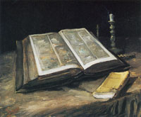 Vincent van Gogh Still Life with Open Bible, Candlestick, and Novel