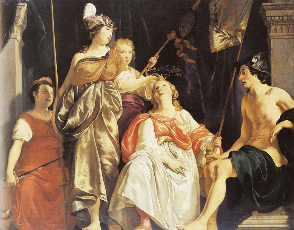 Abraham van den Tempel - Minerva Crowns the Maid of Leiden