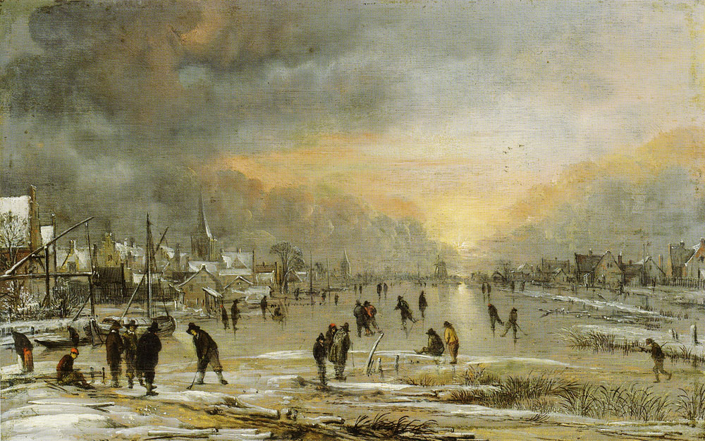 Aert van der Neer - Sports on a Frozen River