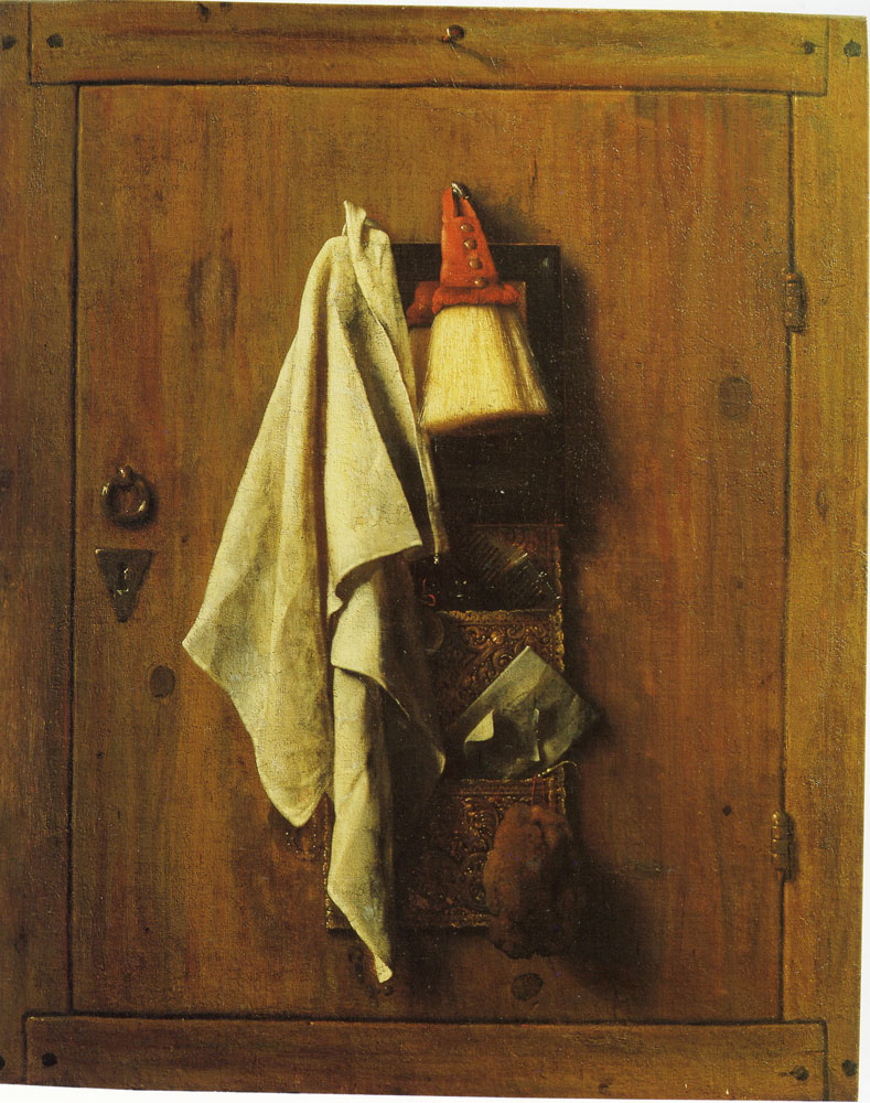 Samuel van Hoogstraten - Towel, Brush, and Letter Bag on a Door