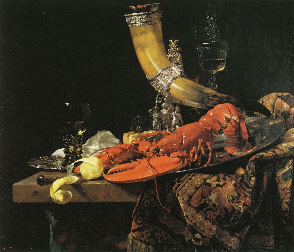 Willem Kalf - Drinking Horn with a Lobster on a Table