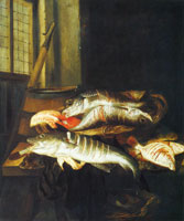 Abraham van Beijeren Still Life of Fish in an Interior