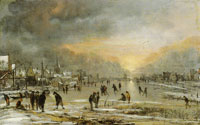 Aert van der Neer Sports on a Frozen River