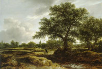 Jacob van Ruisdael Landscape with a Village in the Distance