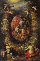 Jan Brueghel the Elder with Hendrick van Balen Garland of Fruit around an Allegory of Agriculture