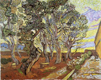 Vincent van Gogh A Corner of the Asylum and the Garden with a Heavy, Sawn-Off Tree