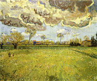 Vincent van Gogh Meadow with Flowers under a Stormy Sky