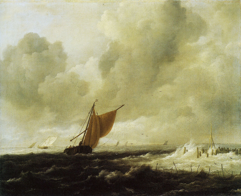 Jacob van Ruisdael - Rough sea with sailing vessels