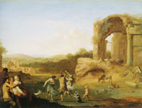 Cornelis van Poelenburgh Figures Dancing near a Ruin