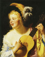 Gerard van Honthorst Woman Playing a Guitar