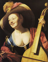 Gerard van Honthorst Young Woman Playing a Viola da Gamba