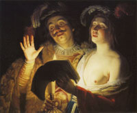 Gerard van Honthorst Cavalier and Woman Singing by Candlelight