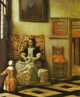 Pieter de Hooch Woman with needlework and a child
