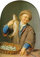 Willem van Mieris Man selling Fish