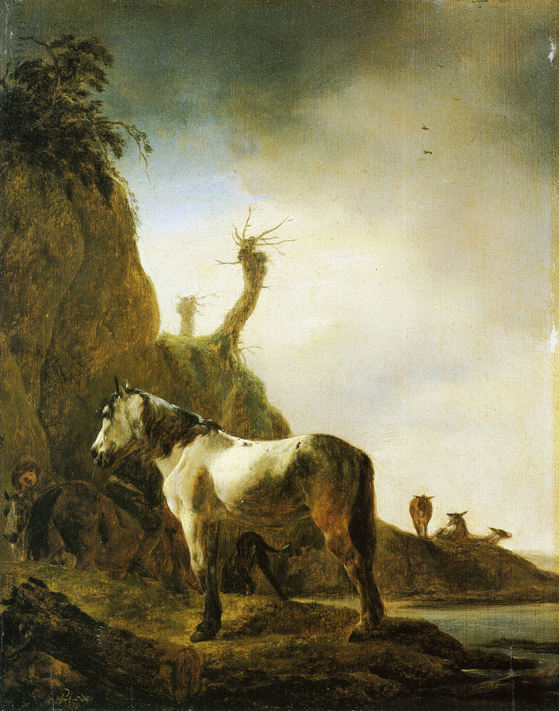 Philips Wouwerman - Horse by a river bank