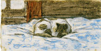 Claude Monet Cat Sleeping on a Bed