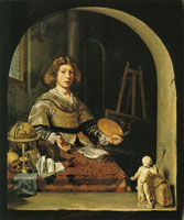 Attributed to Cornelis Bisschop The Artist in His Studio