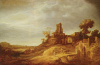 Govert Flinck Landscape with a bridge