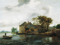 Jacob van Ruisdael Farm and Hayrick on a River