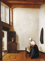 Jacobus Vrel Interior with a Woman Combing a Little Girl's Hair