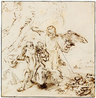 Rembrandt The prophet Elijah and the angel in the desert